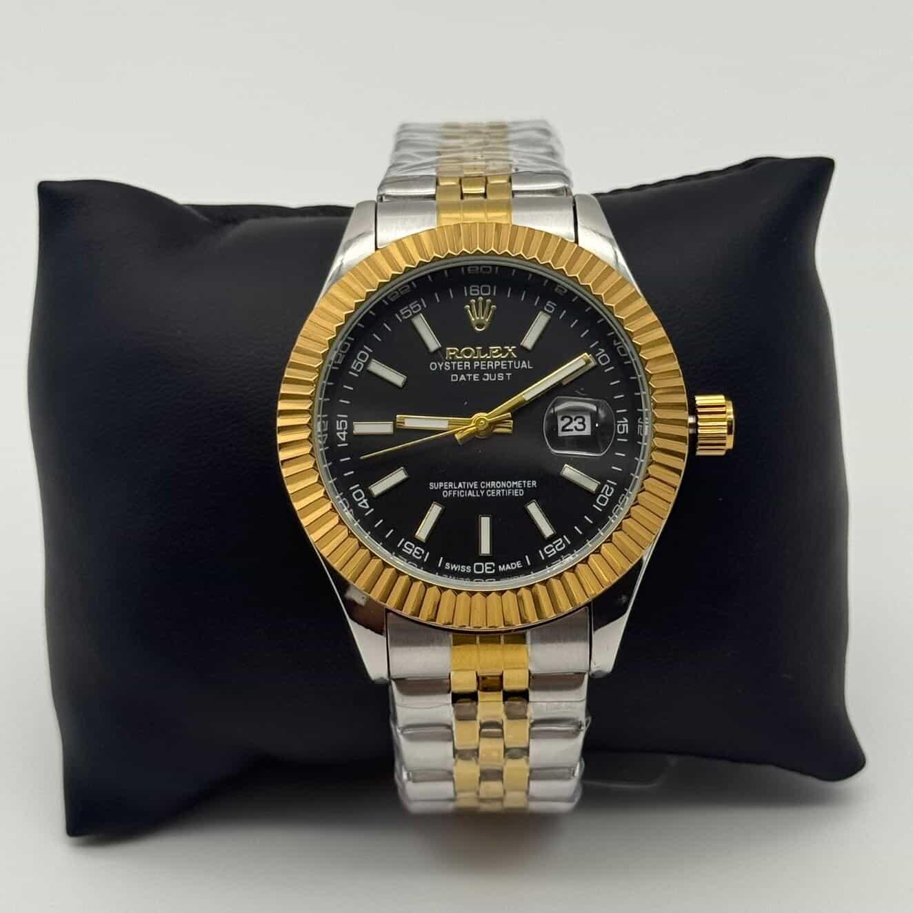 Rolex Datejust Fundo de vidro Prata, Dourado e Preto
