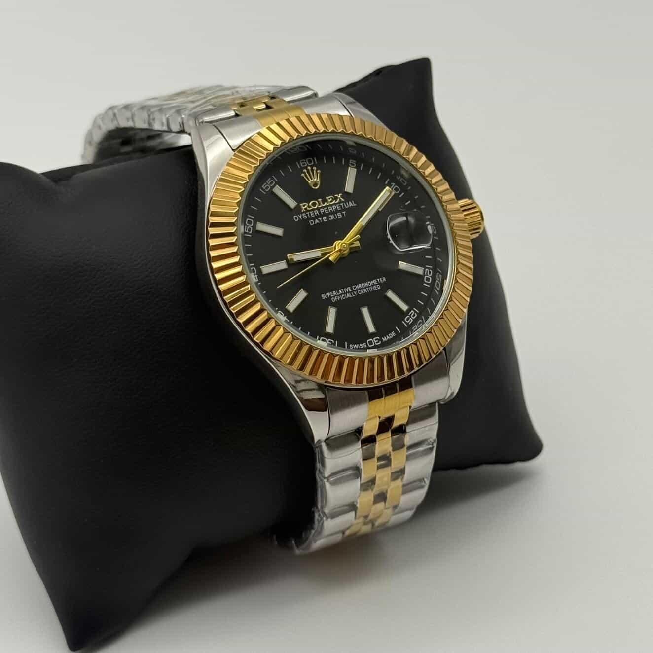 Rolex Datejust Fundo de vidro Prata, Dourado e Preto