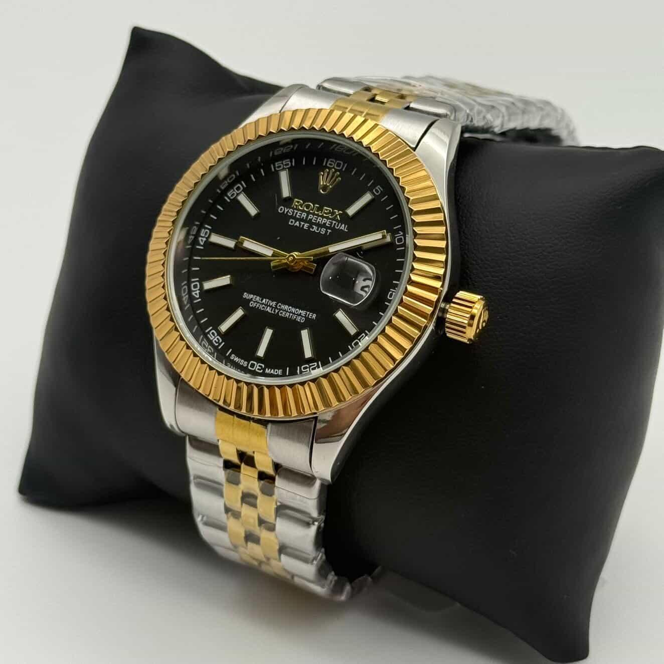 Rolex Datejust Fundo de vidro Prata, Dourado e Preto