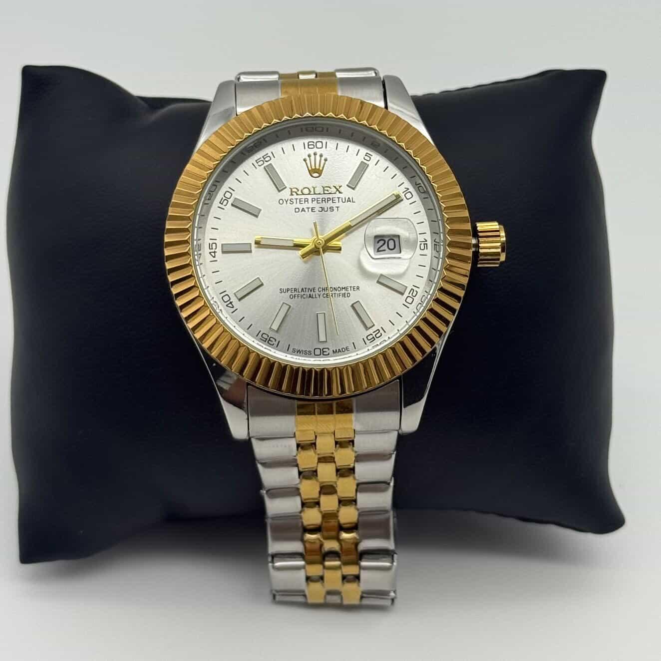 Rolex Datejust Fundo de vidro Prata e Dourado