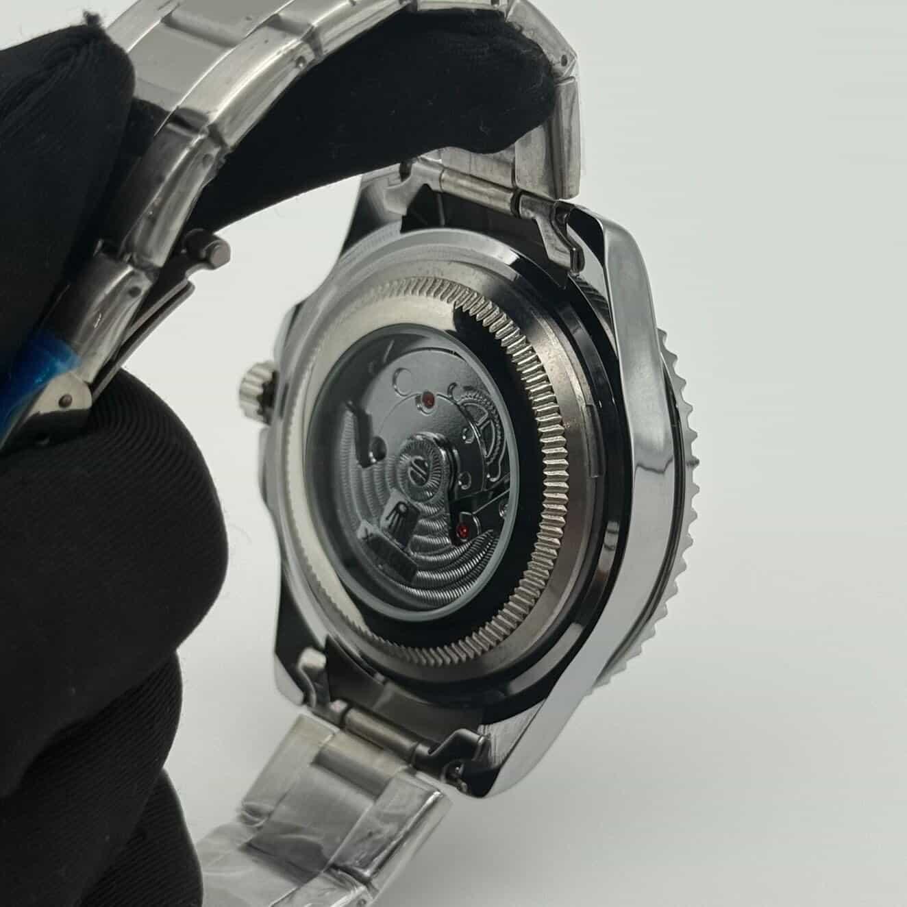 Rolex Submariner Fundo de vidro Prata com Azul